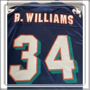 Vintage Ricky Williams NFL Miami Dolphins #34 Blue Nylon Jersey Reebok